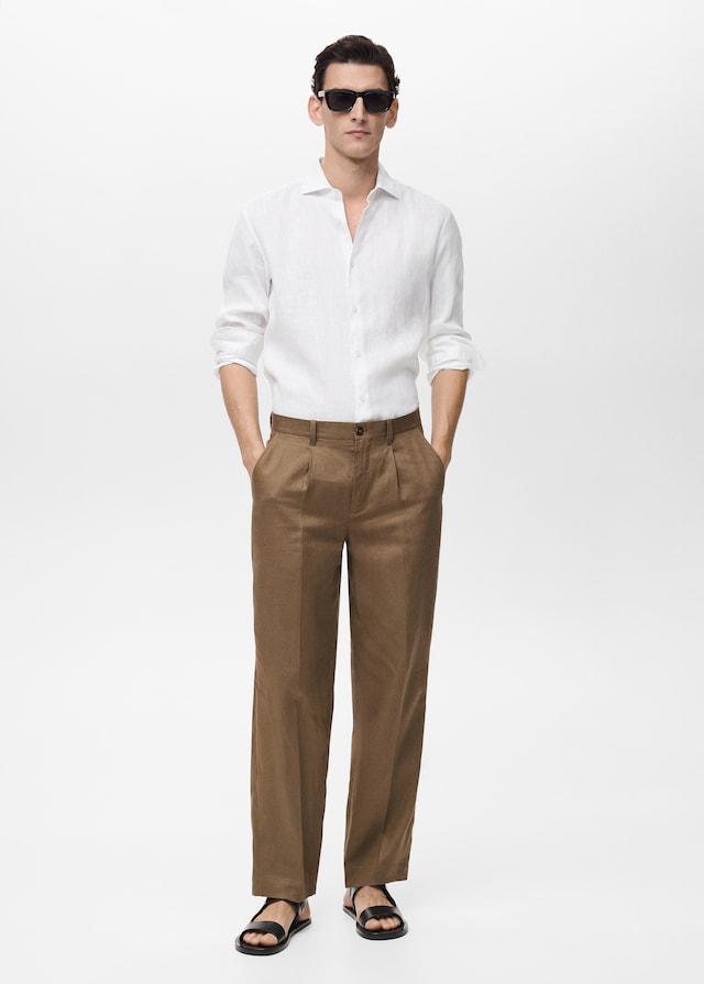 Mango Slim Fit-Hemd aus 100 % Leinen im Angebot