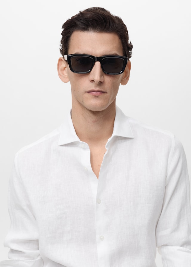 Mango Slim Fit-Hemd aus 100 % Leinen im Angebot