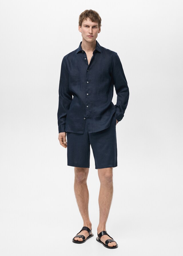 Mango Slim Fit-Hemd aus 100 % Leinen Schlussverkauf