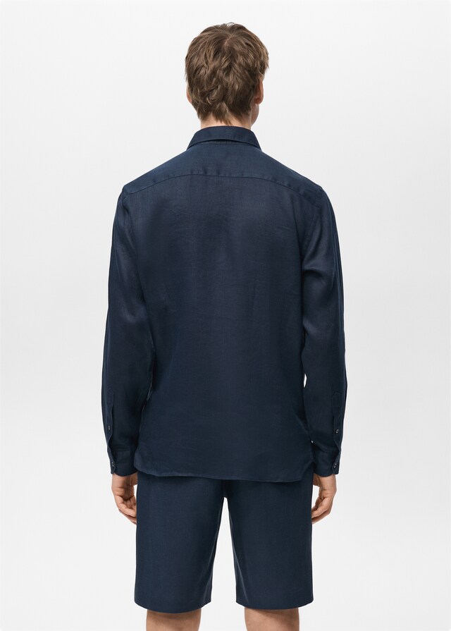 Mango Slim Fit-Hemd aus 100 % Leinen Schlussverkauf
