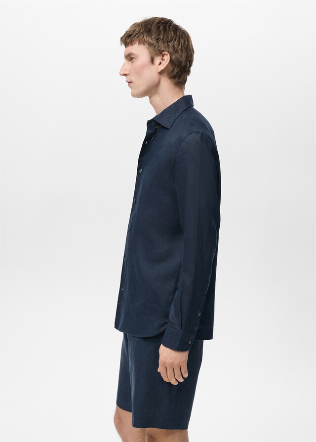 Mango Slim Fit-Hemd aus 100 % Leinen Schlussverkauf