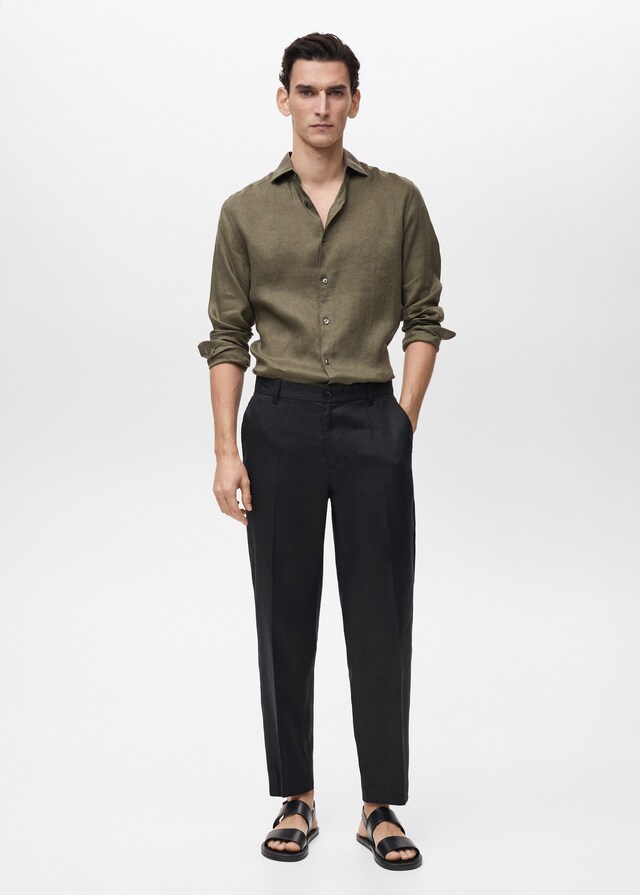 Mango Slim Fit-Hemd aus 100 % Leinen Meist gekauft
