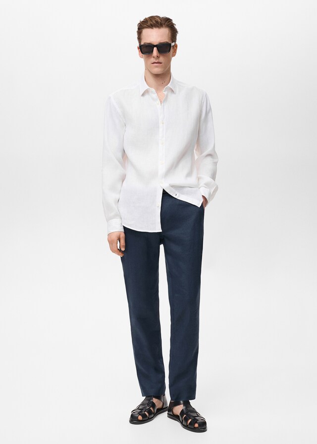 Mango Regular-Fit-Hemd aus 100 % Leinen Kostenloser Versand