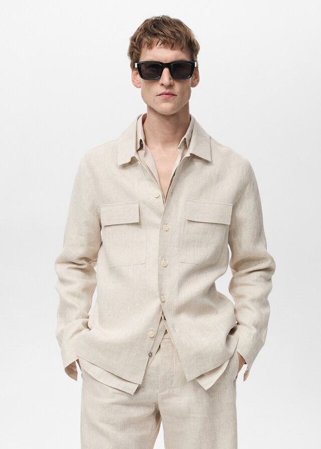 Mango Overshirt mit Taschen aus 100 % Leinen Limitierter Zeitrabatt