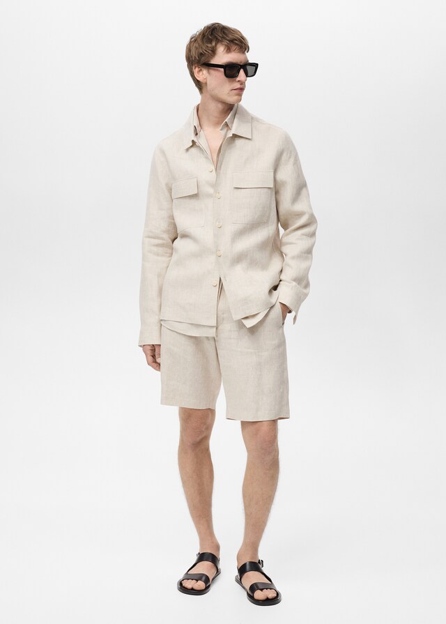 Mango Overshirt mit Taschen aus 100 % Leinen Limitierter Zeitrabatt