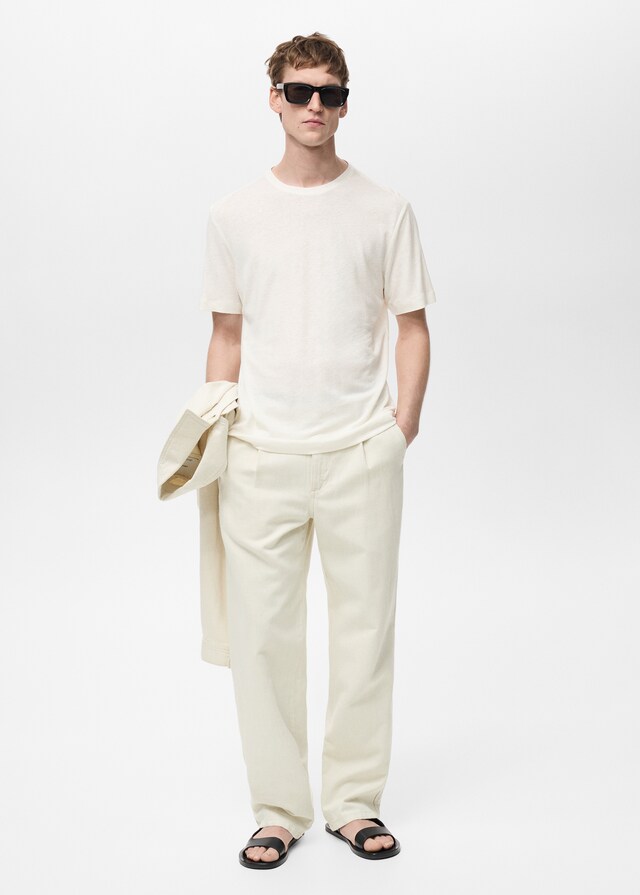 Mango Slim-Fit-T-Shirt aus Leinen Rabatt