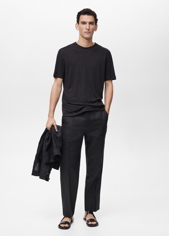 Mango Slim-Fit-T-Shirt aus Leinen Günstig kaufen