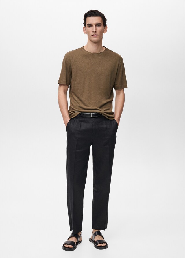 Mango Slim-Fit-T-Shirt aus Leinen Versandkostenfrei