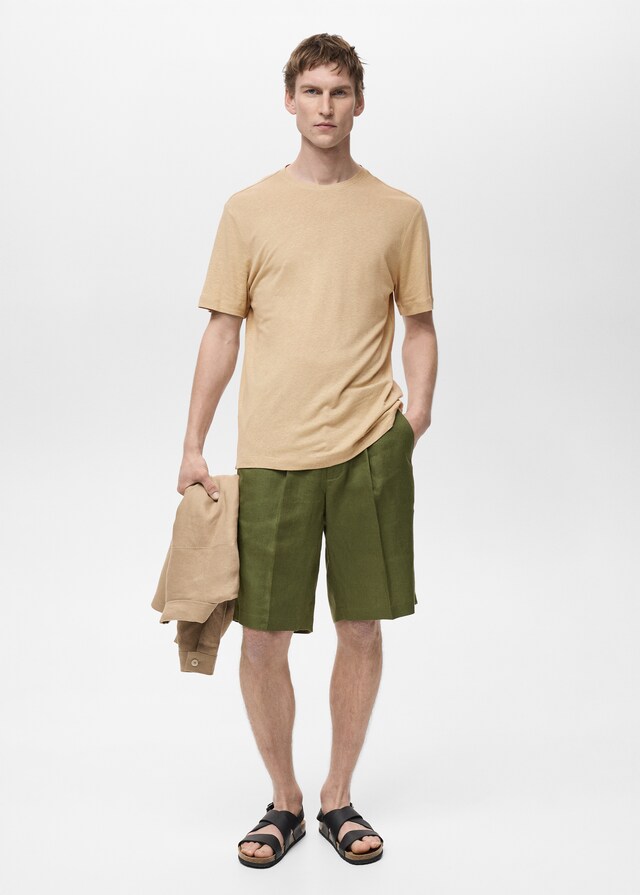 Mango Slim-Fit-T-Shirt aus Leinen Großer Ausverkauf