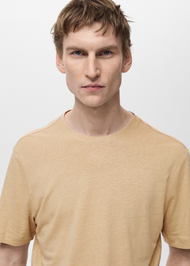 Mango Slim-Fit-T-Shirt aus Leinen Großer Ausverkauf
