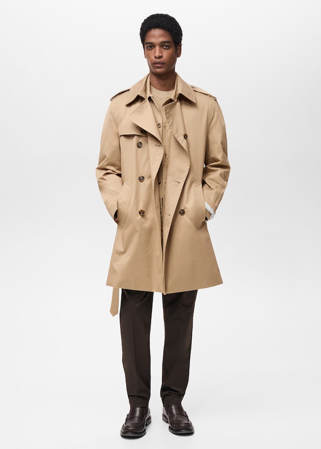 Mango Wasserabweisender Trenchcoat mit Gürtel Begrenztes Angebot