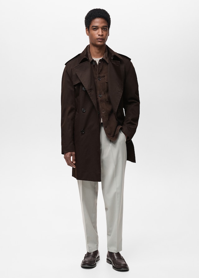 Mango Wasserabweisender Trenchcoat mit Gürtel Preisnachlass