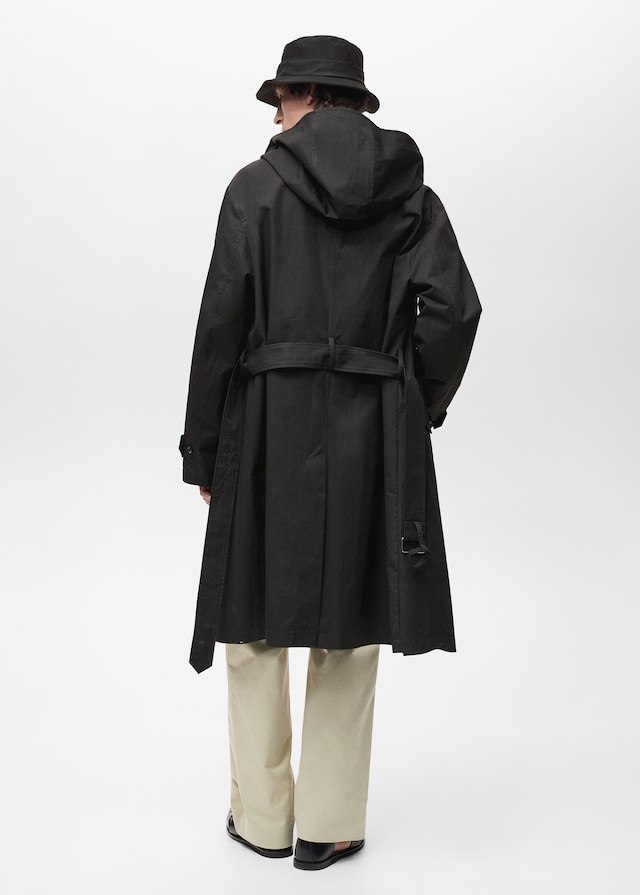 Mango Trenchcoat mit Gürtel und Kapuze Black Friday