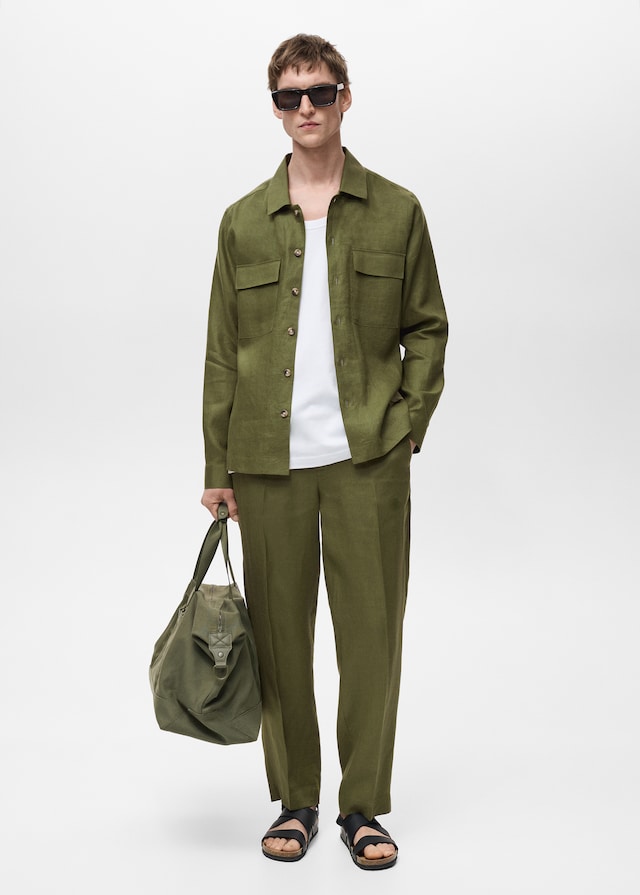 Mango Overshirt mit Taschen aus 100 % Leinen Weihnachtsangebot
