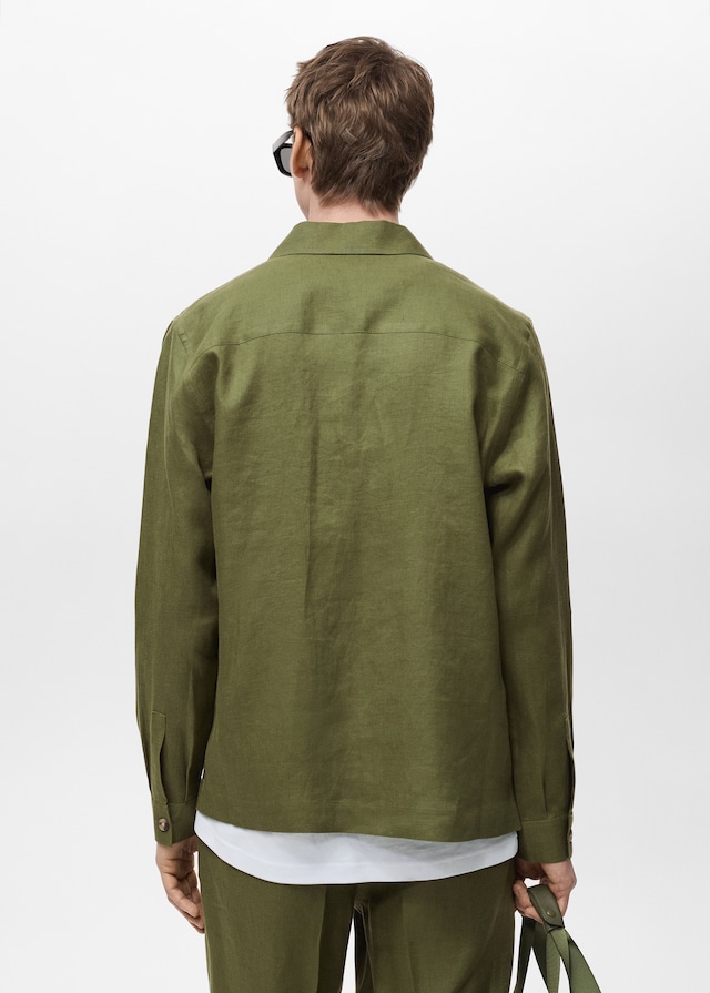 Mango Overshirt mit Taschen aus 100 % Leinen Weihnachtsangebot