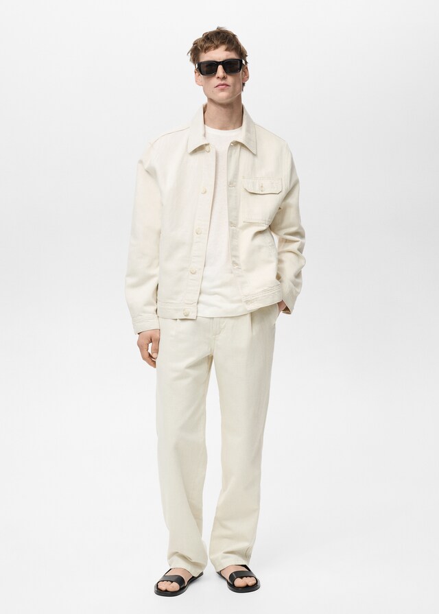 Mango Hemdjacke aus Leinen und Baumwolle mit Tasche Muttertagsangebot