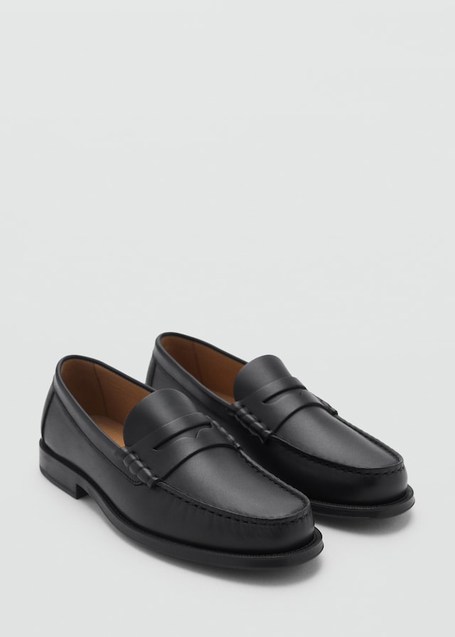 Mango Leder-Mokassins mit Maskendetail Lagerräumung