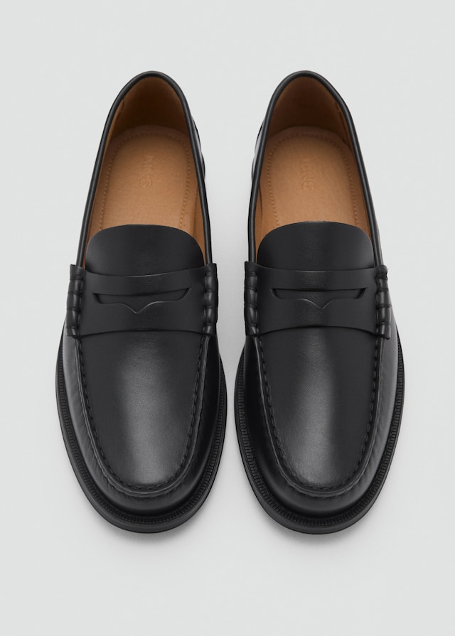 Mango Leder-Mokassins mit Maskendetail Lagerräumung