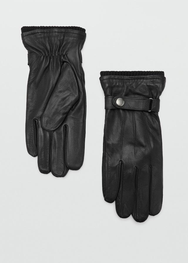 Mango Handschuhe aus 100 % Leder mit verstellbarem Riemen und Knöpfen Begrenzte Freigabe