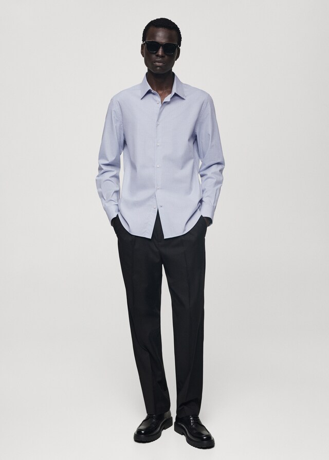 Mango Slim Fit-Baumwollhemd mit Nadelstreifenmuster Heißer Verkauf