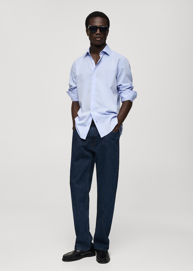 Mango Regular Fit-Hemd aus Fil-à-Fil-Baumwolle Online Outlet