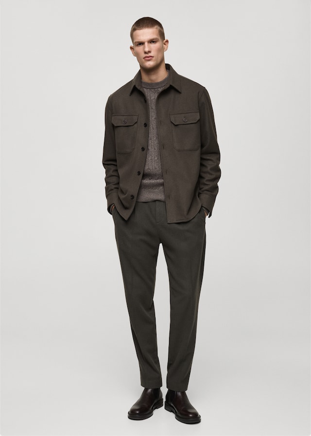 Mango Flanell-Overshirt aus Wollgemisch Kostenlose Rückgabe