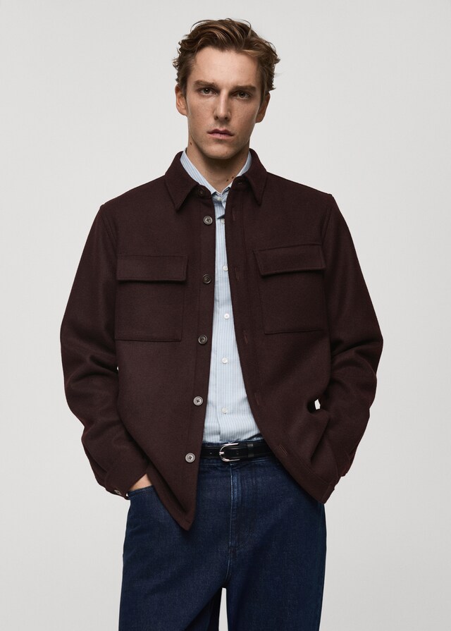 Mango Wollflanell-Overshirt mit Taschen Begrenzte Freigabe