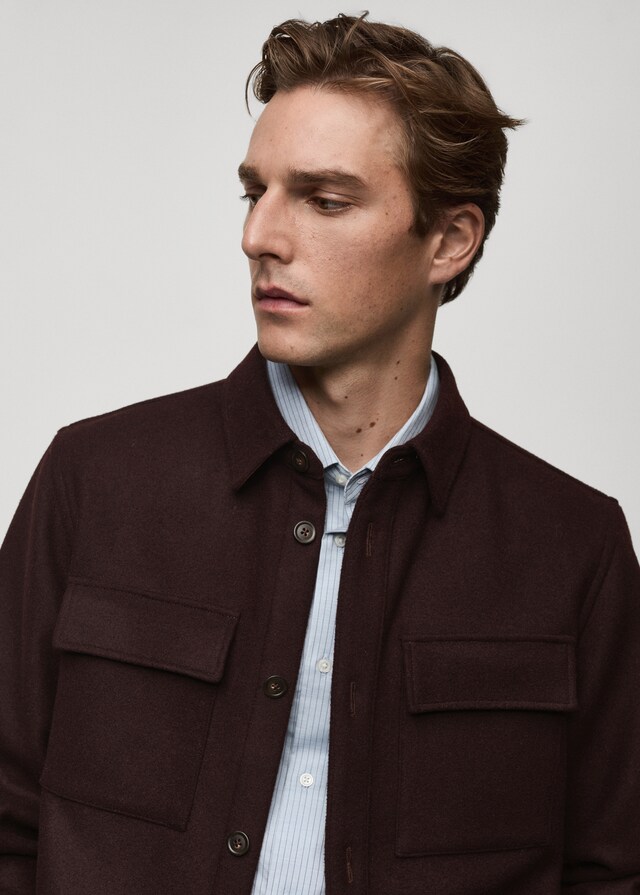 Mango Wollflanell-Overshirt mit Taschen Begrenzte Freigabe