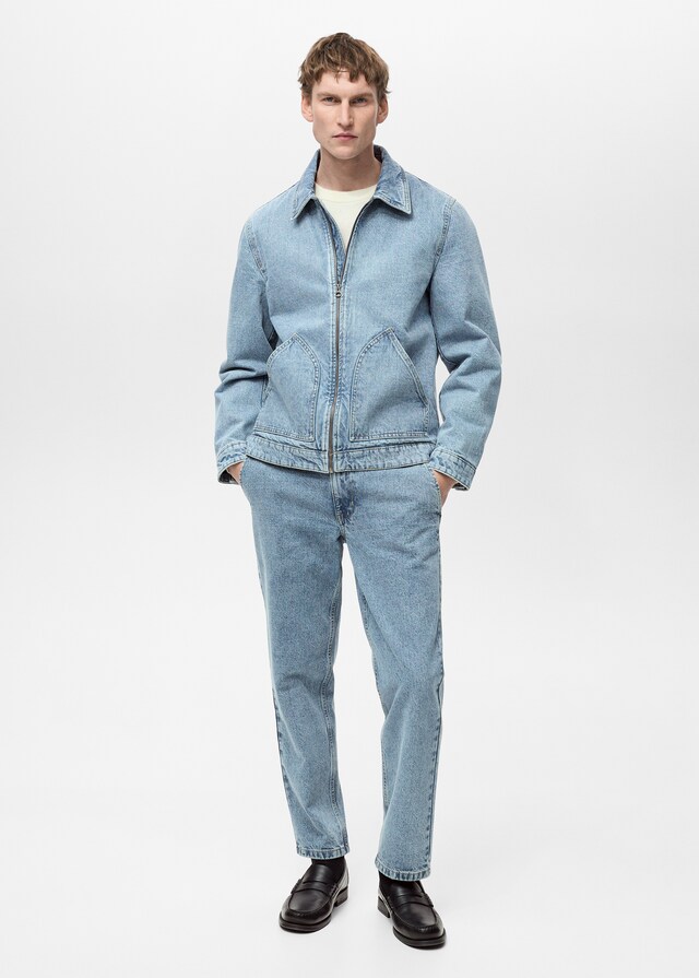 Mango Straight-Fit-Jeans im Used-Look Neueste Stile