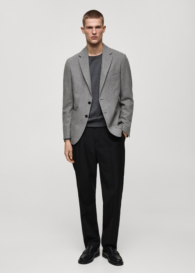 Mango Slim Fit-Wollblazer mit Hahnentrittmuster Super Rabatt