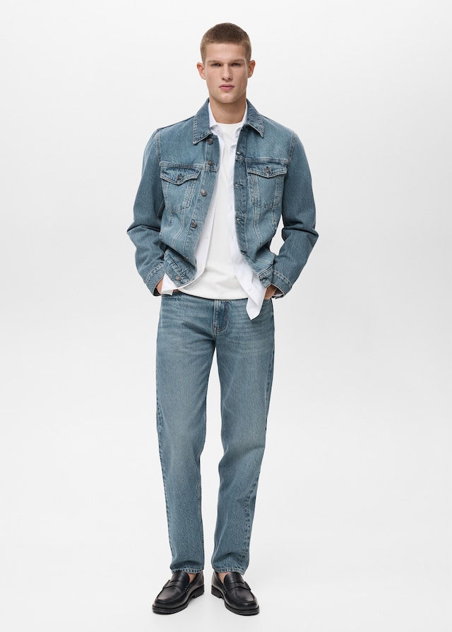 Mango Jeansjacke in Used-Optik im Angebot