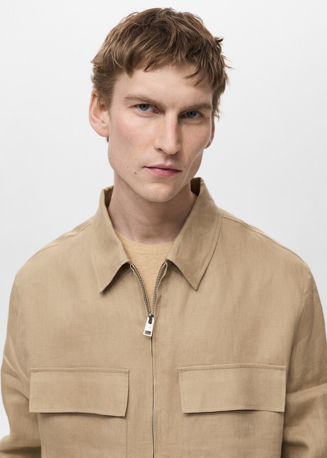 Mango Jacke aus 100 % Leinen mit Taschen Blitzverkäufe