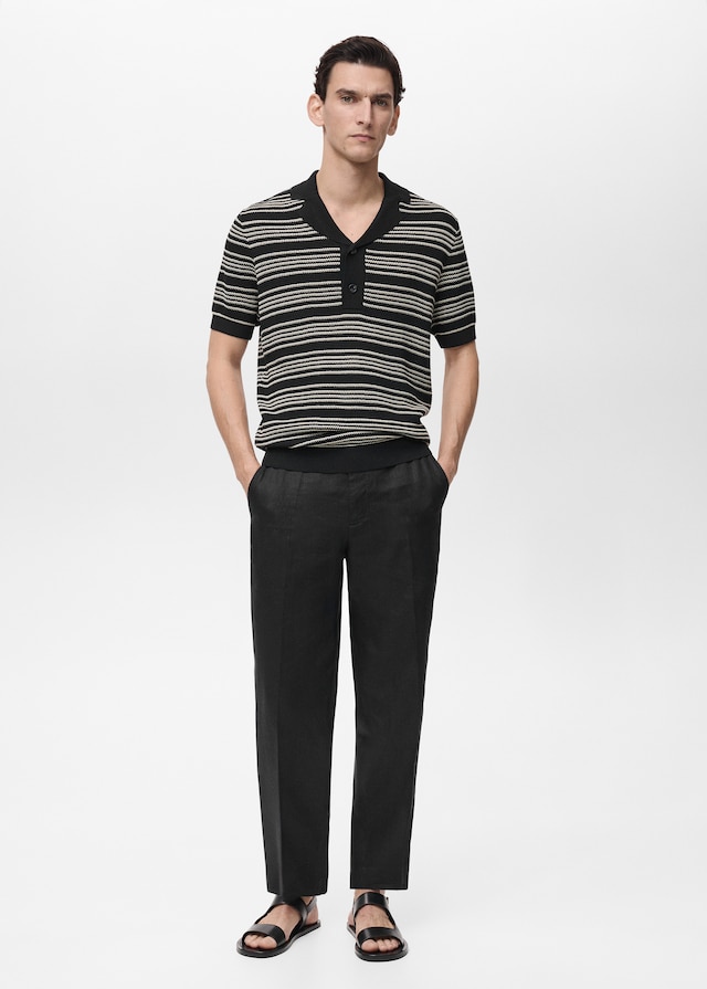 Mango Gestricktes Polo mit Streifen Kostenloser Versand