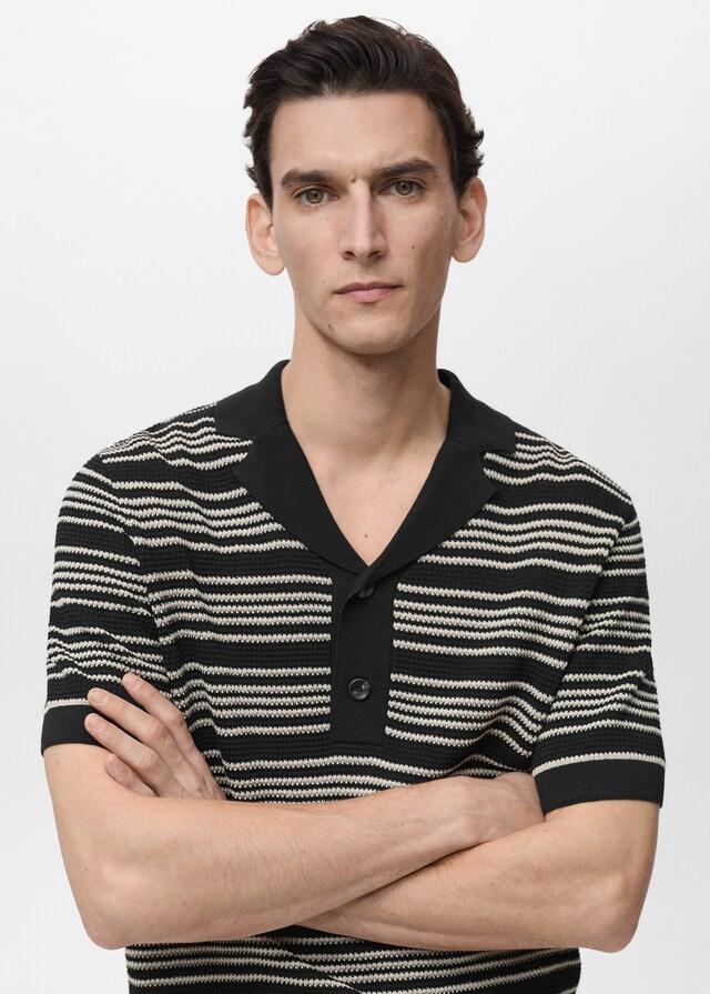 Mango Gestricktes Polo mit Streifen Kostenloser Versand