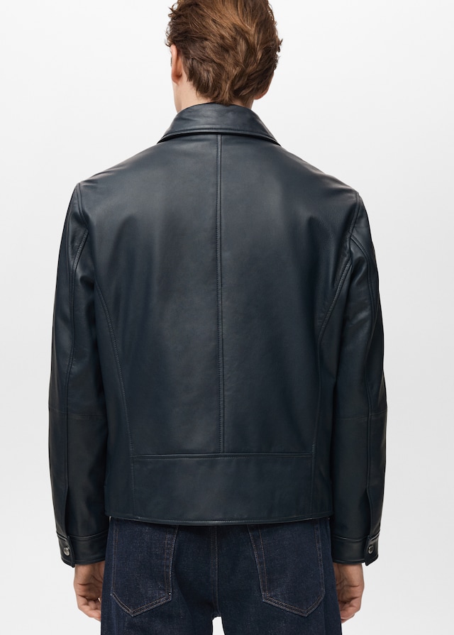 Mango Nappaleder-Jacke mit Taschen Flash Sale