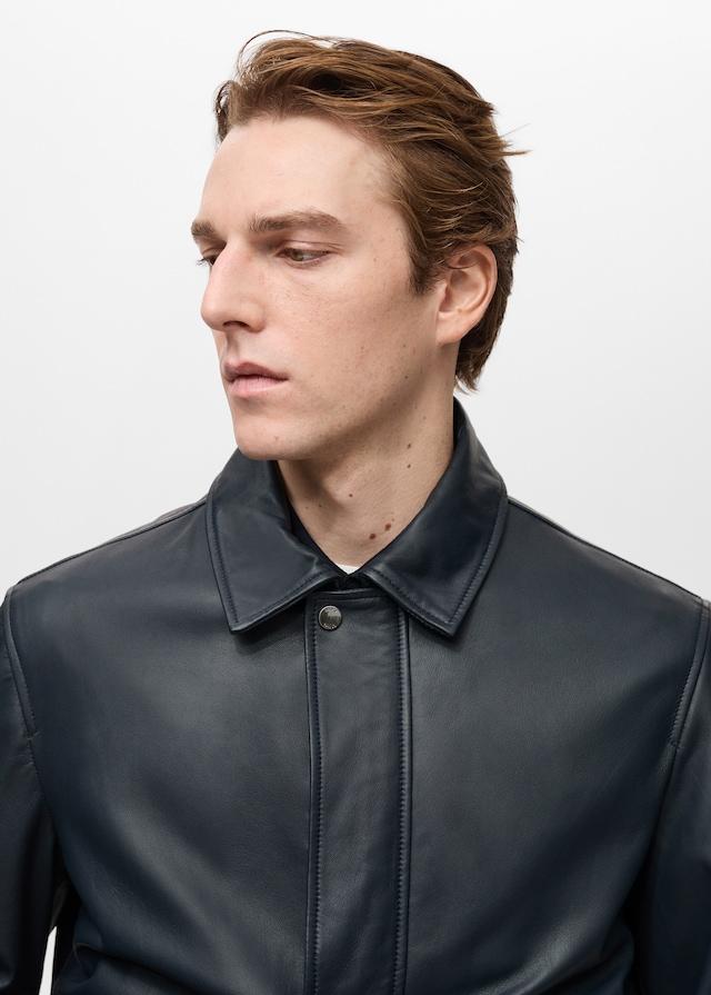 Mango Nappaleder-Jacke mit Taschen Flash Sale