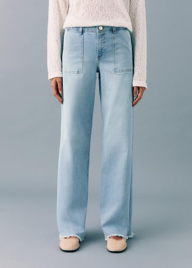 Mango Wideleg-Jeans mit ausgefranstem Saum Muttertagsangebot