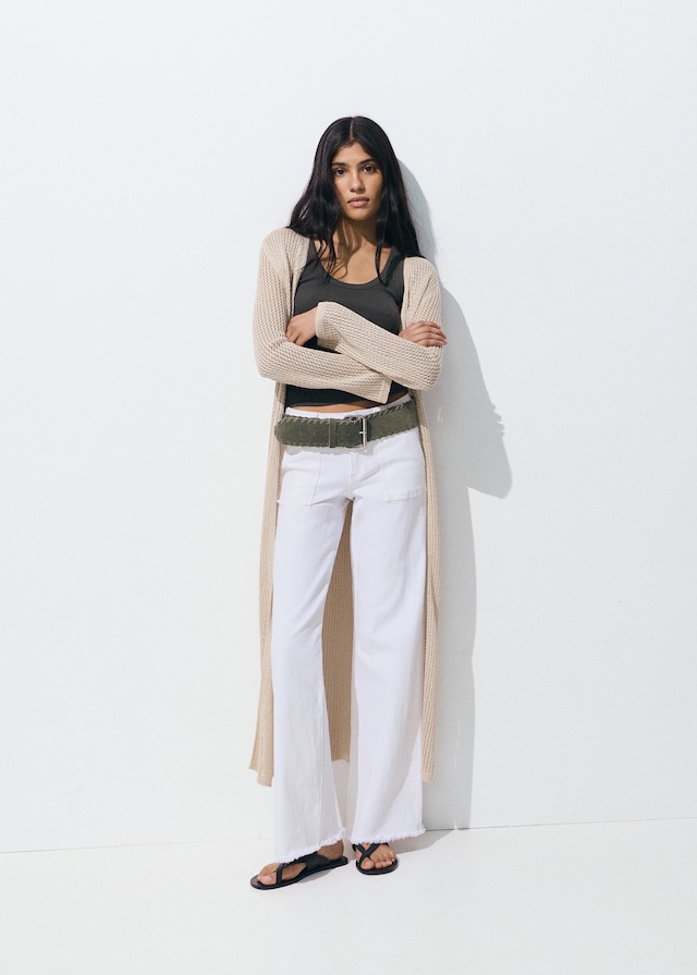 Mango Wideleg-Jeans mit ausgefranstem Saum Valentinstagsangebot