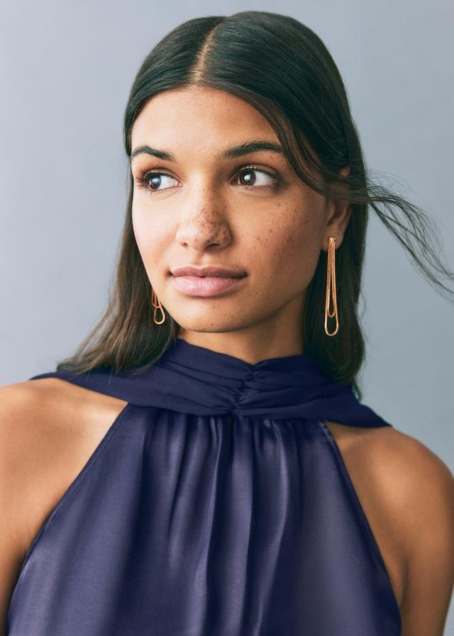 Mango Satiniertes Neckholderkleid Neueste Mode
