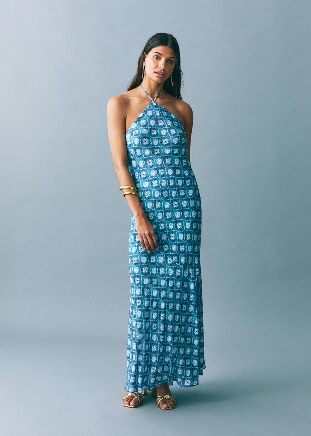 Mango Kleid mit Halfterkragen Große Rabatte