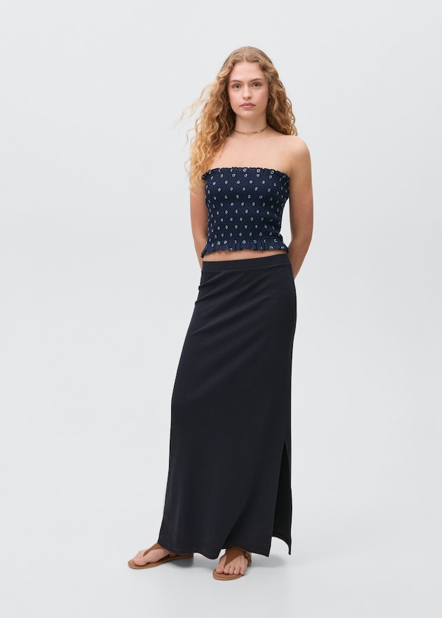 Mango Gemustertes Top mit Raffdetails Tiefpreis