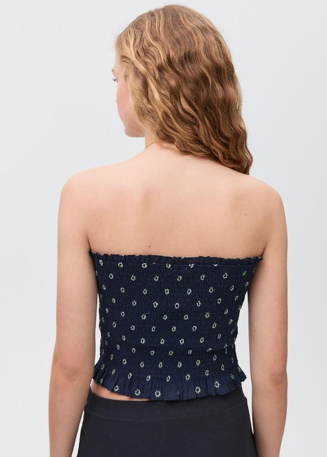 Mango Gemustertes Top mit Raffdetails Tiefpreis