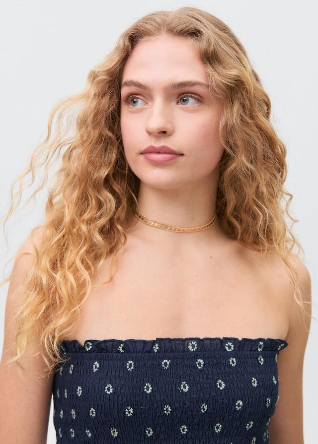 Mango Gemustertes Top mit Raffdetails Tiefpreis