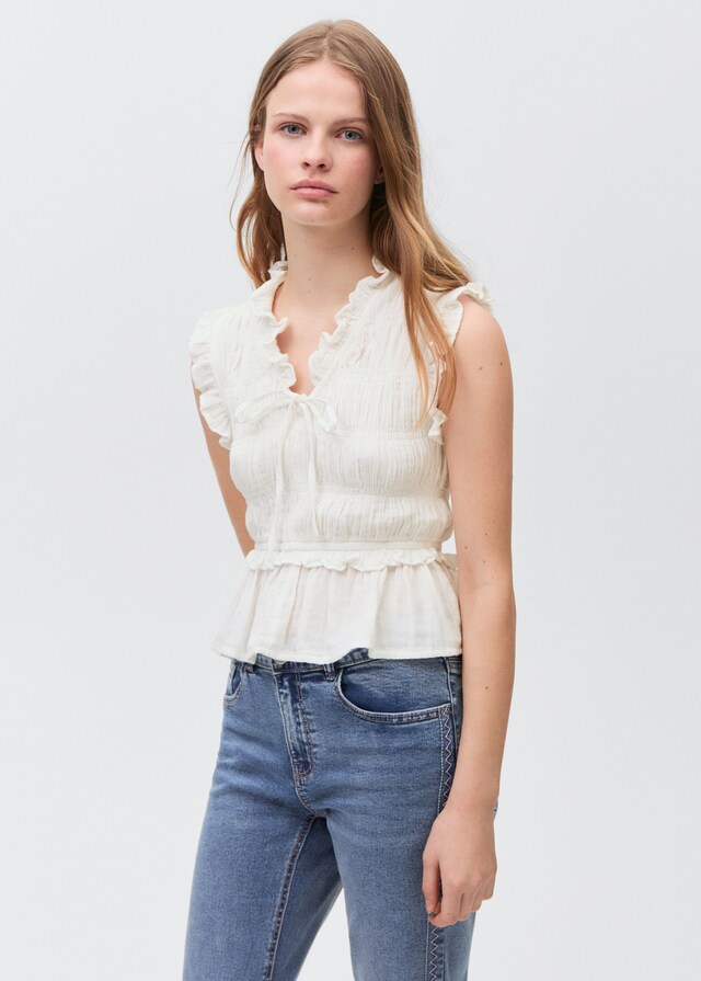 Mango Geraffte Rüschenbluse Wochenangebot