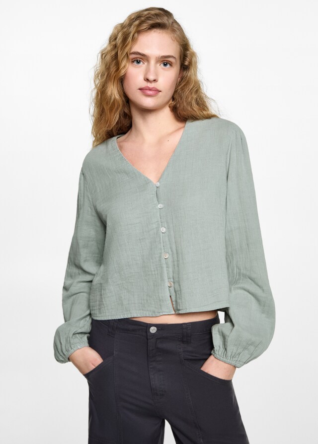 Mango Bluse mit V-Ausschnitt Kostenlose Rückgabe
