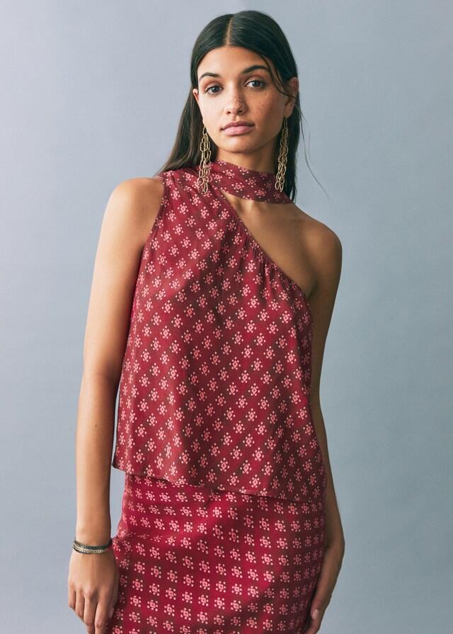 Mango Asymmetrisches Top mit Printmuster Letzte 3 Tage