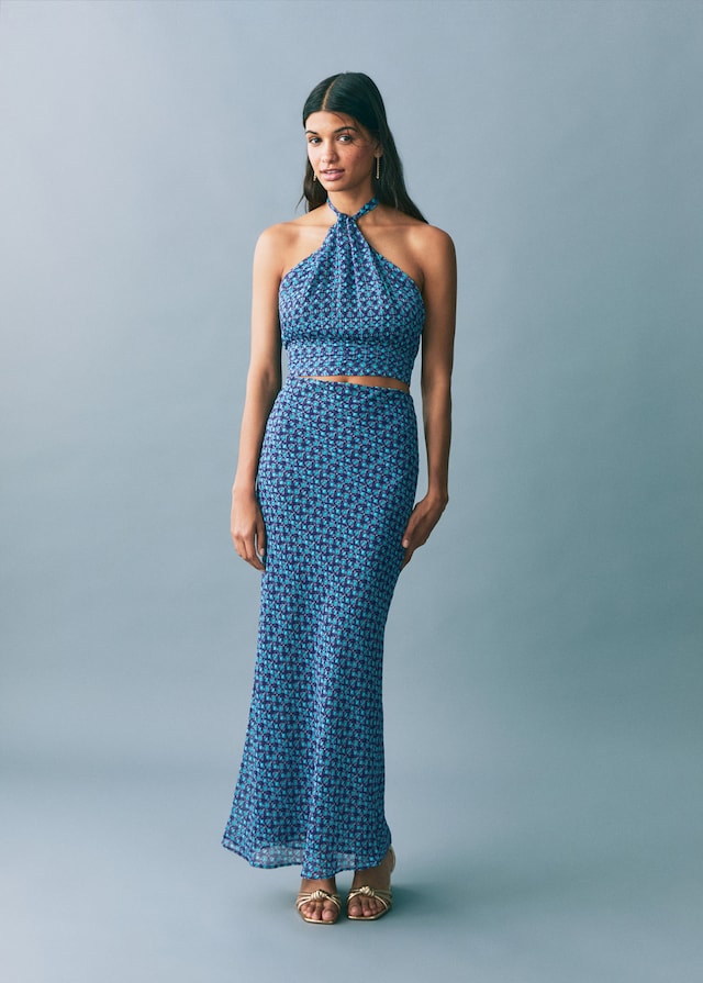 Mango Top mit Print und Halterkragen JETZT KAUFEN