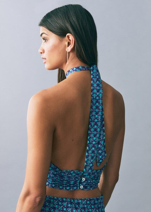Mango Top mit Print und Halterkragen JETZT KAUFEN
