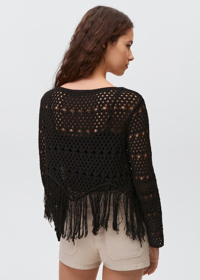 Mango Pullover mit Lochmuster und Fransendetail Bis zu 60% Rabatt