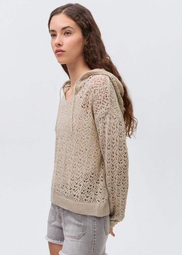 Mango Kapuzenpullover mit Lochmuster Nur für heute